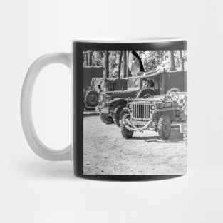 Military World War 2 off road vehicles on display Mug